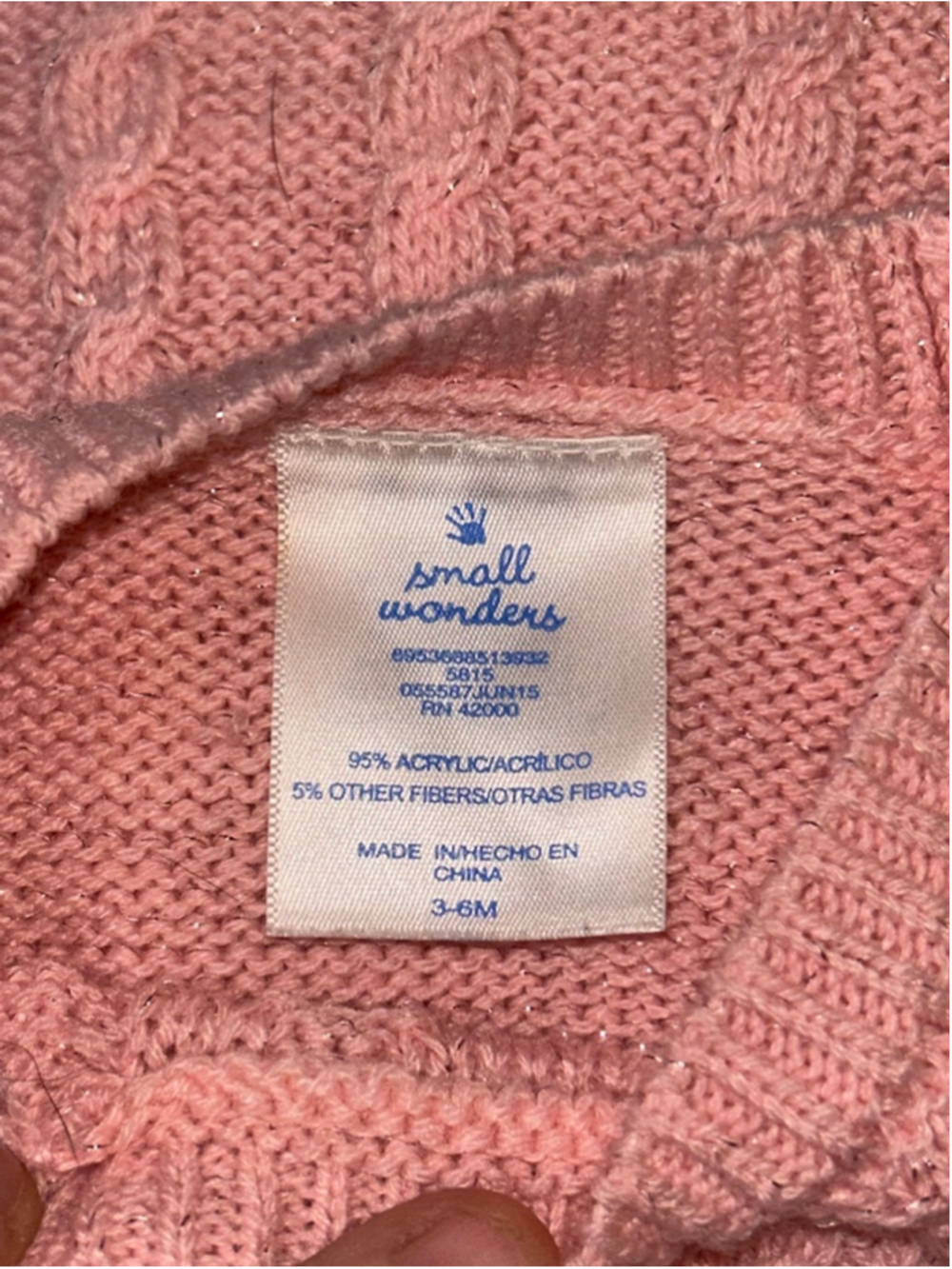 Baby Small Wonders Pink Knit Heart Cable Casual Dress 3-6 Months - Picture 3 of 3